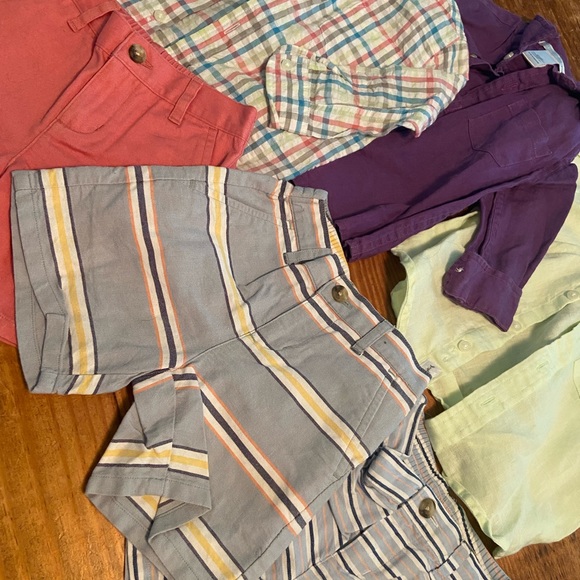 Button up shorts shorts stripe plaid - Picture 2 of 7